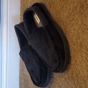 Mens Dearfoams Jason Corduroy Moccasin Slippers Size Sm 7/8 Med 9/10 Black NWT